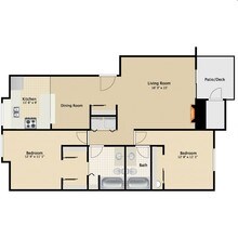 2 Bed 2 Bath B floor plan
